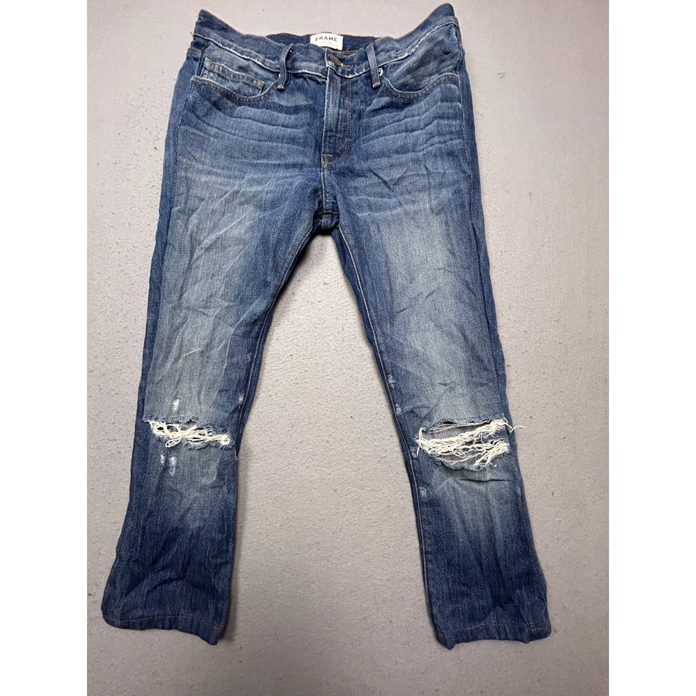 FRAME L'Homme Skinny 100% Cotton Blue Distressed W31 Mens